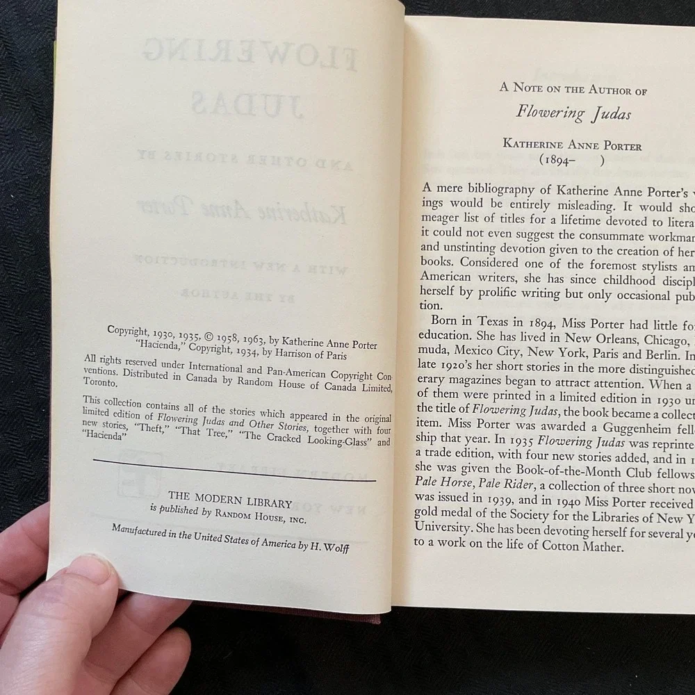 Vintage Flowering Judas Katherine Anne Porter Modern Library‎ Hardcover Short